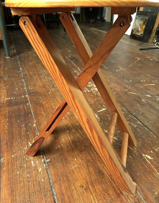 Image 1 of Roger Tallon Foldable Pine Stool Or Side Table