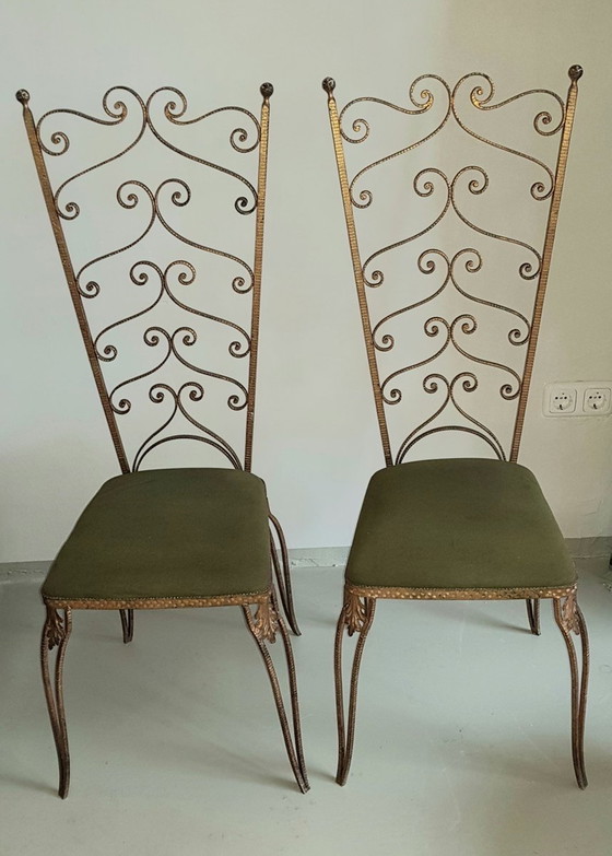 Image 1 of 2X Italian Side Chairs in the style of Pier Luigi Colli, 1950S