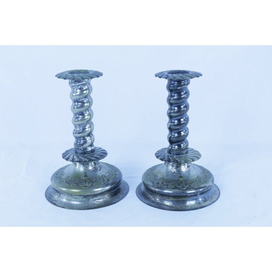 Image 1 of Pair of vintage nickel silver candle holders