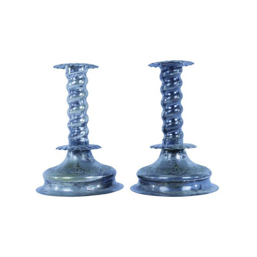 Pair of vintage nickel silver candle holders