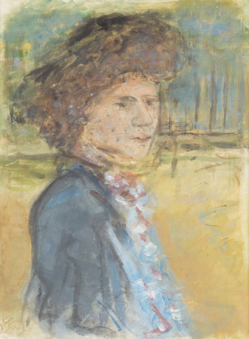 Isaac Israels (1865-1934) - Portrait d'une dame dans le parc