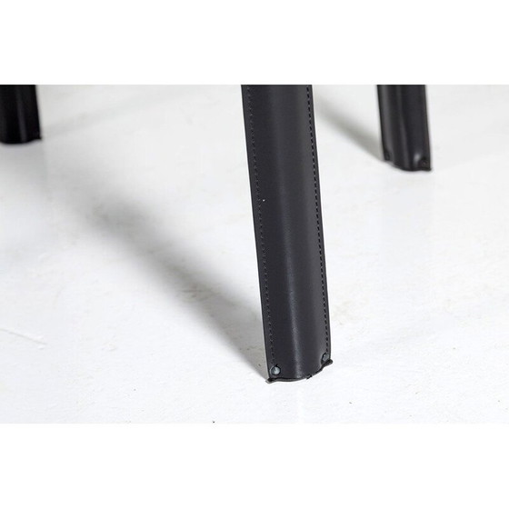 Image 1 of Vintage set of 3 black leather dining chairs by De Couro,1980