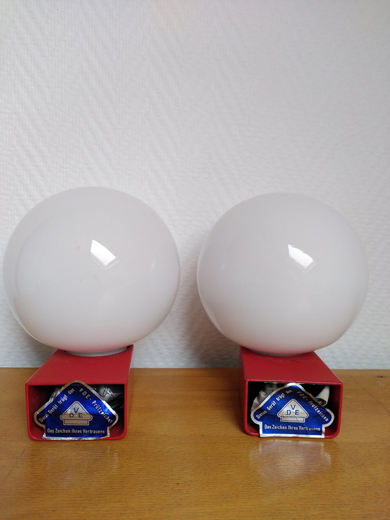 Image 1 of 2x Postmodern Opaline Wall Lights