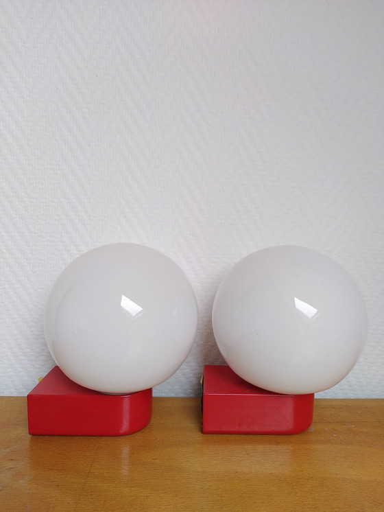 Image 1 of 2x Postmodern Opaline Wall Lights