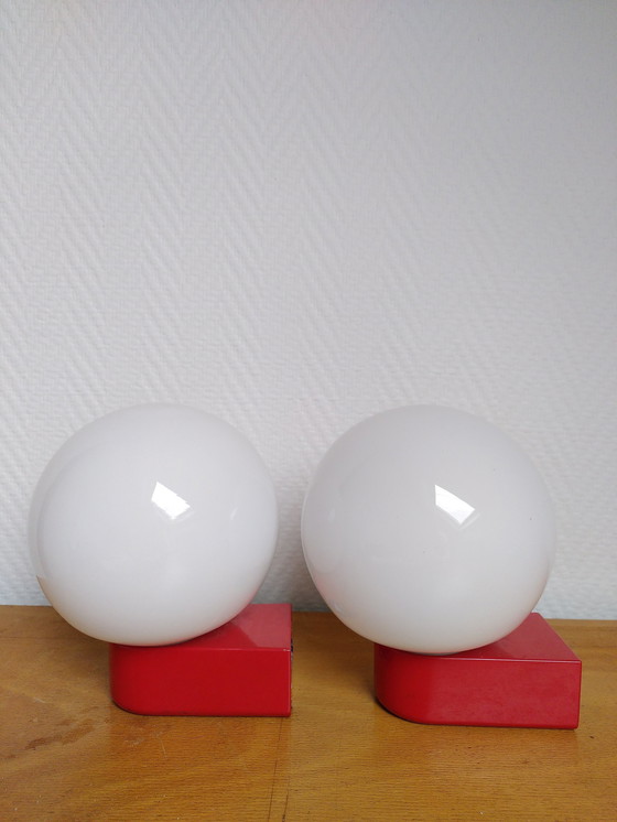 Image 1 of 2x Postmodern Opaline Wall Lights