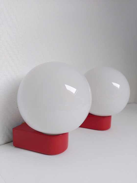 Image 1 of 2x Postmodern Opaline Wall Lights