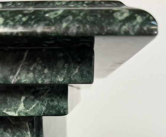 Image 1 of Solid Green Marble Column Pillar Brutalist Statue Plant