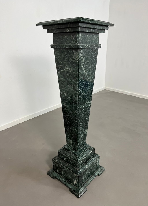 Solid Green Marble Column Pillar Brutalist Statue Plant