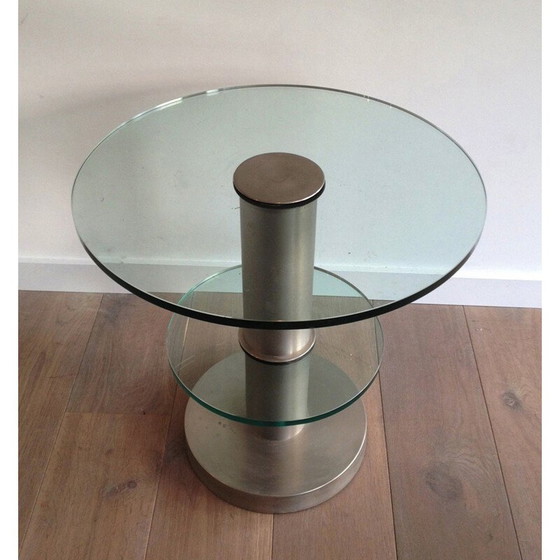 Image 1 of Vintage side table in steel and glass - 1970s