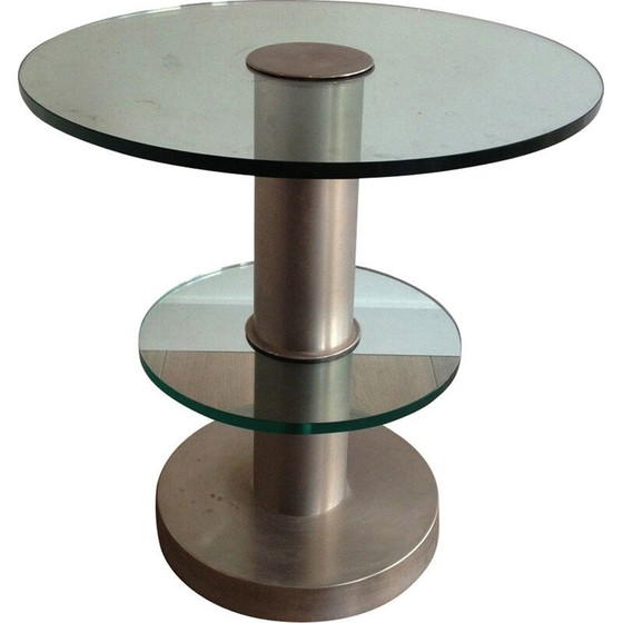 Image 1 of Vintage side table in steel and glass - 1970s
