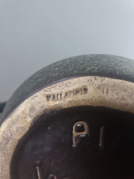 Image 1 of Signed Pitcher François Caleca Vallauris Rare En Vert Pâle