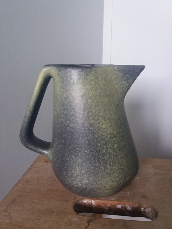 Image 1 of Signed Pitcher François Caleca Vallauris Rare En Vert Pâle