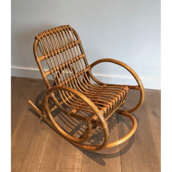 Image 1 of Vintage rattan rocking chair for children, France 1970