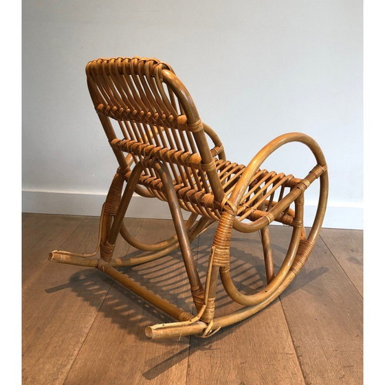 Image 1 of Vintage rattan rocking chair for children, France 1970