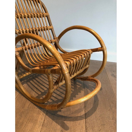 Image 1 of Vintage rattan rocking chair for children, France 1970