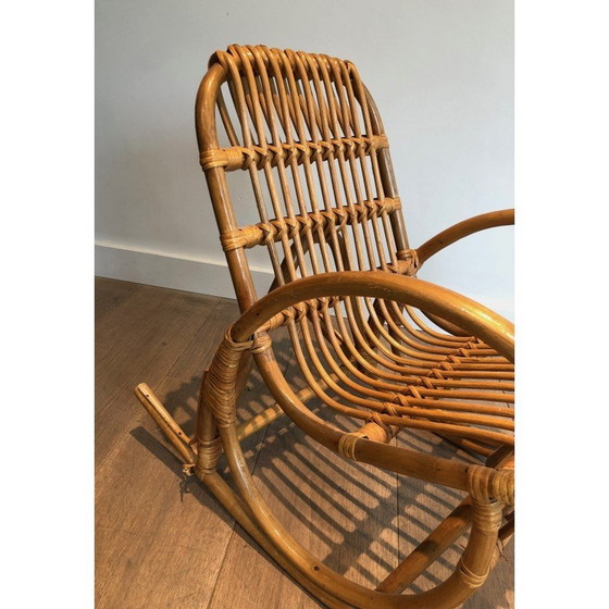 Image 1 of Vintage rattan rocking chair for children, France 1970