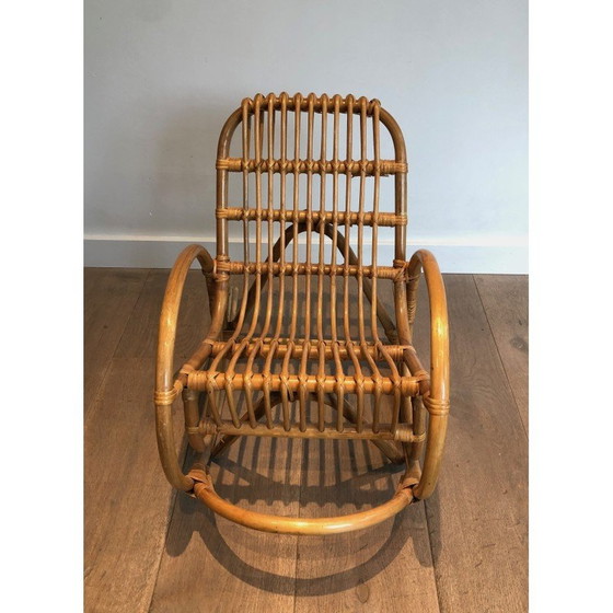 Image 1 of Vintage rattan rocking chair for children, France 1970