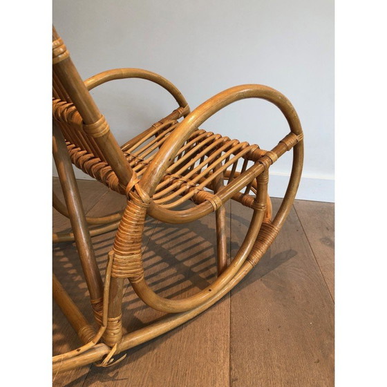 Image 1 of Vintage rattan rocking chair for children, France 1970