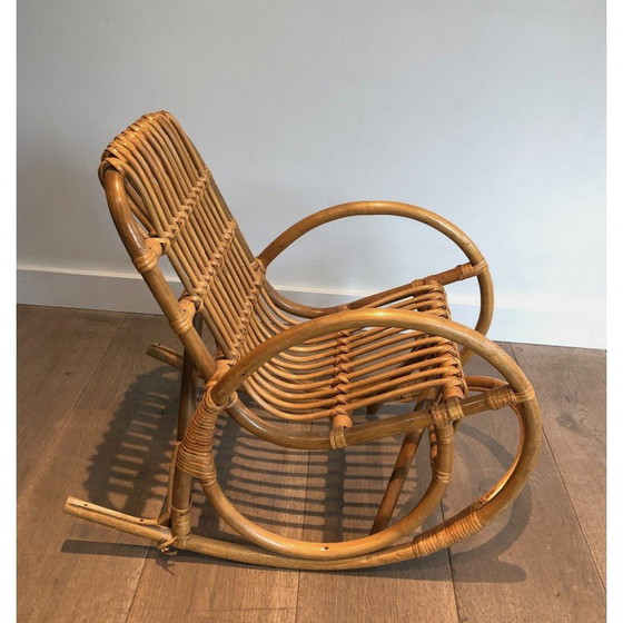 Image 1 of Vintage rattan rocking chair for children, France 1970
