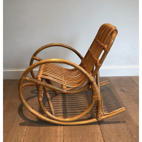Image 1 of Vintage rattan rocking chair for children, France 1970