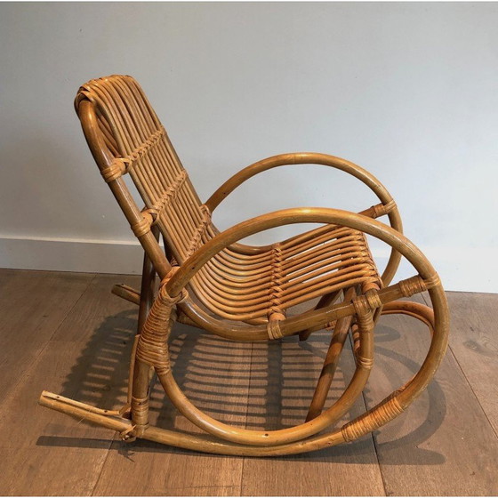Image 1 of Vintage rattan rocking chair for children, France 1970