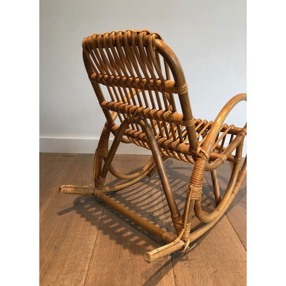 Image 1 of Vintage rattan rocking chair for children, France 1970
