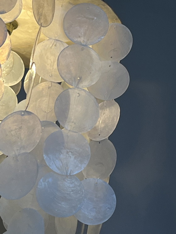 Image 1 of Set Of 2 Capiz Shell Lamps Pendant Lamps Pearl