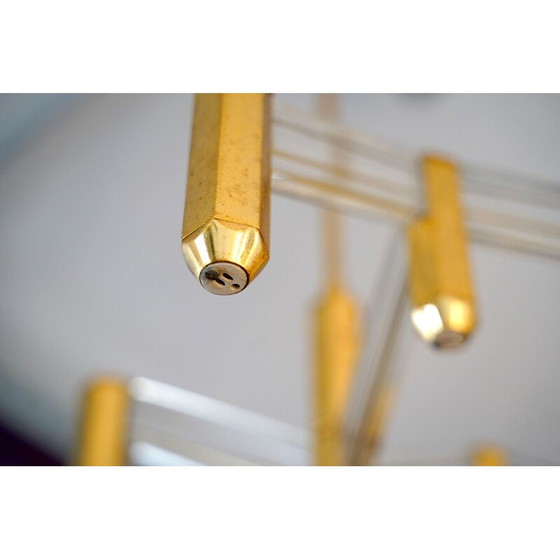 Image 1 of Vintage brass and perspex chandelier by Zeroquattro from Italian 1970s
