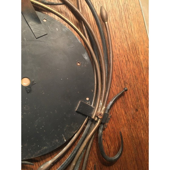 Image 1 of Specchio rotondo vintage circondato da piante metalliche