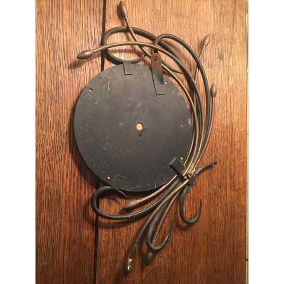 Image 1 of Specchio rotondo vintage circondato da piante metalliche