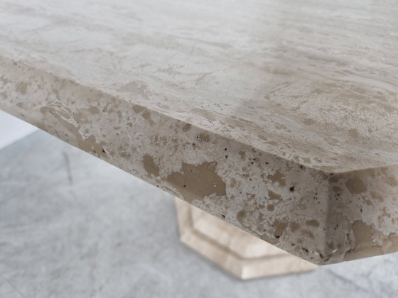 Image 1 of Octogonal italian travertine dining table 1970s