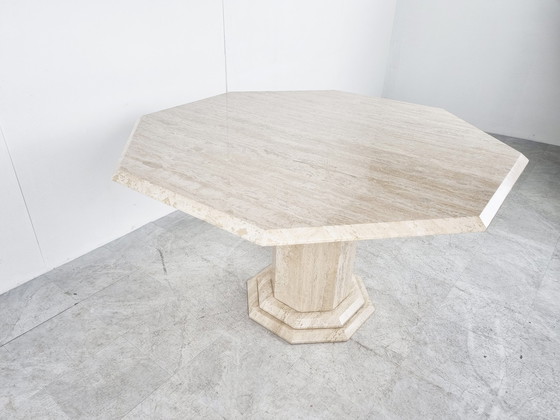 Image 1 of Octogonal italian travertine dining table 1970s