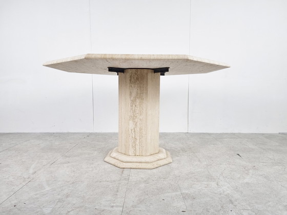 Image 1 of Octogonal italian travertine dining table 1970s