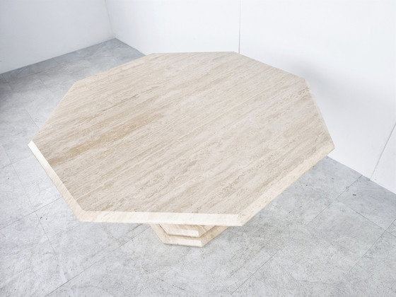 Image 1 of Octogonal italian travertine dining table 1970s