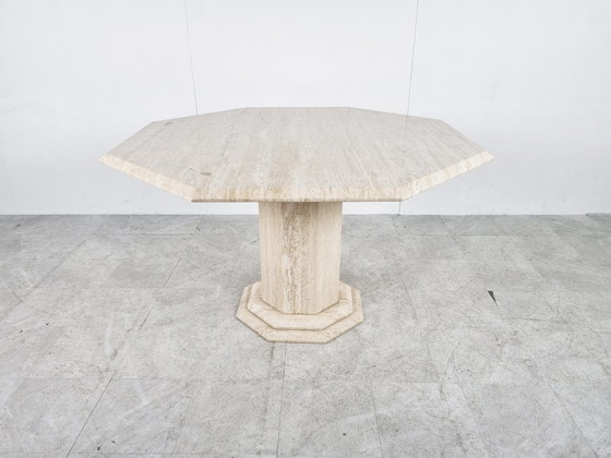 Image 1 of Octogonal italian travertine dining table 1970s