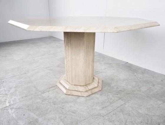 Image 1 of Octogonal italian travertine dining table 1970s