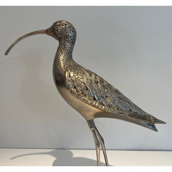 Image 1 of Vintage silver-plated brass bird, France 1970