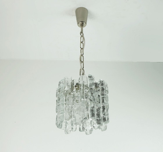 Image 1 of kalmar franken ice glass PENDANT LIGHT 1960s 70s