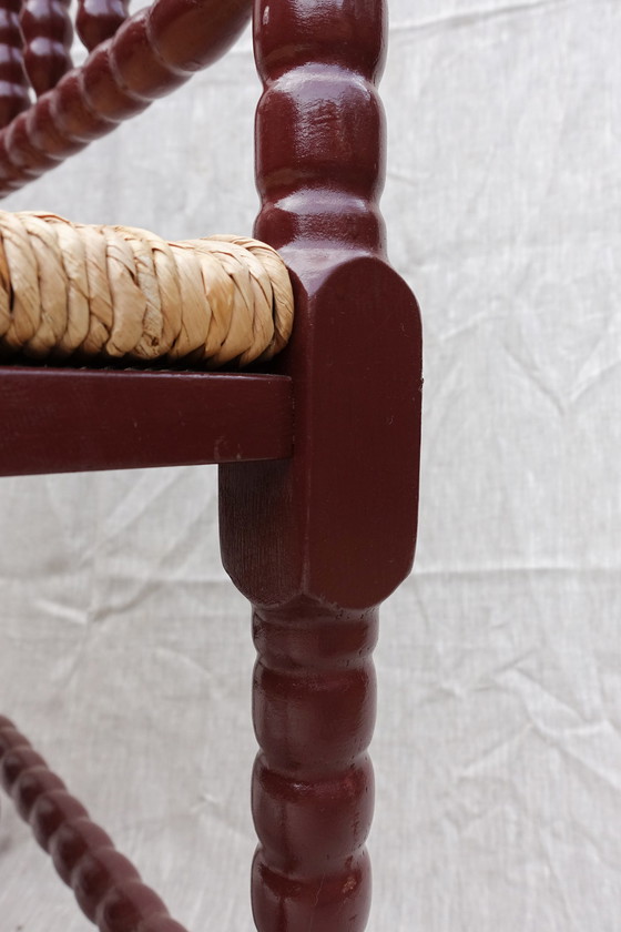 Image 1 of Bobbin corner chair dark red