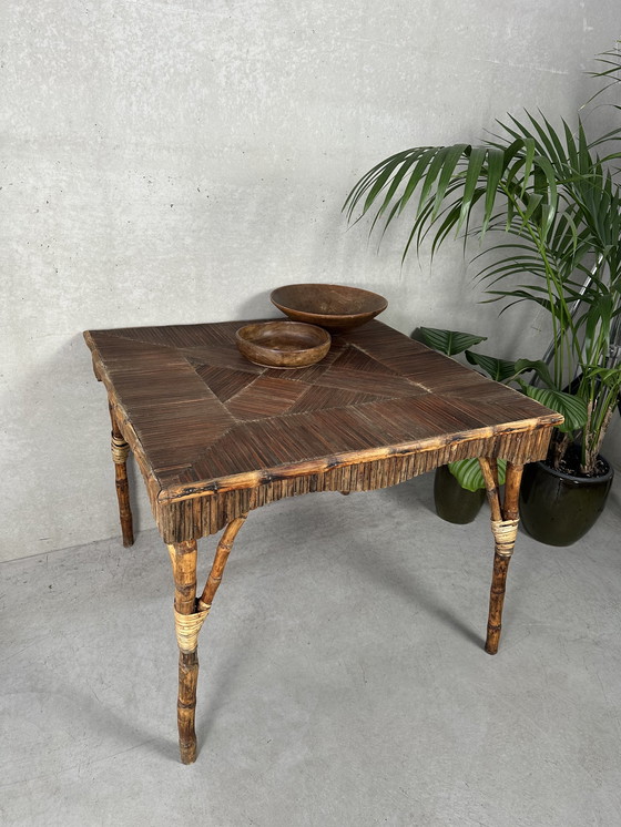 Image 1 of Vintage bamboo table - inlays