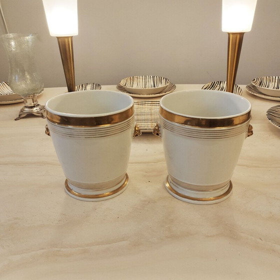 Image 1 of Pair of vintage porcelain planters from Paris, 1830