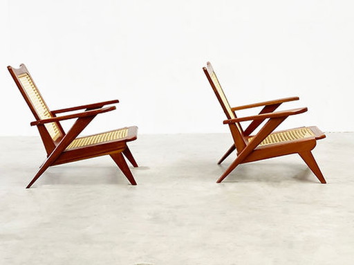 Sculptural french lounge chairs 1950's.