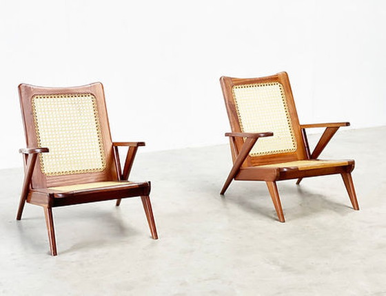 Image 1 of Sculptural french lounge chairs 1950's.