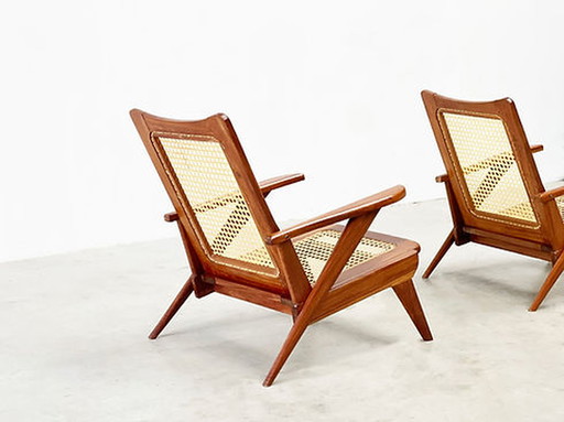 Chaises longues françaises sculpturales des années 1950.