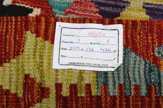 Image 1 of Kilim afgano originale in stile antico, 244 x 178 cm, condizioni eccellenti.