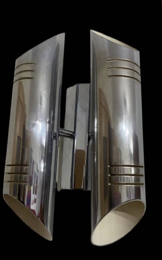 Image 1 of Vintage Wall Lighting Double Tube Chrome , 1970S