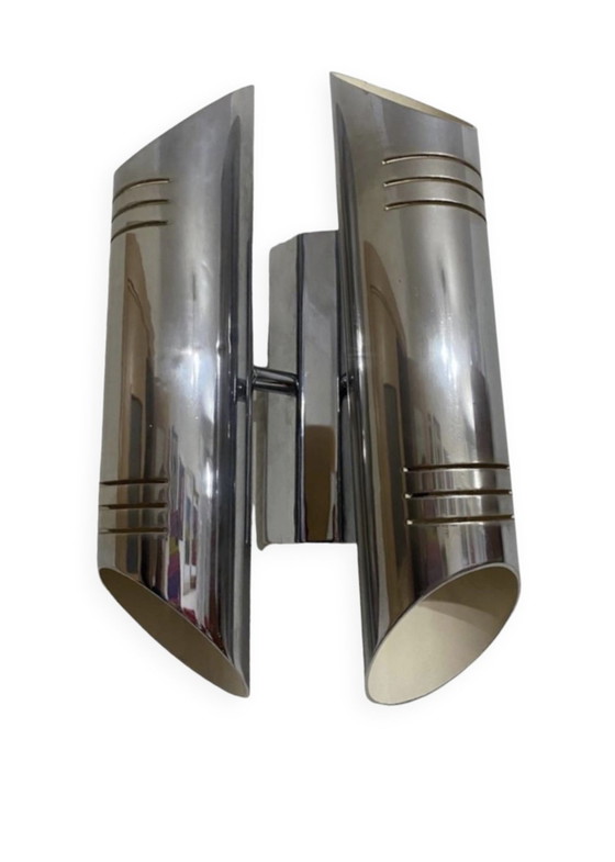 Image 1 of Vintage Wall Lighting Double Tube Chrome , 1970S