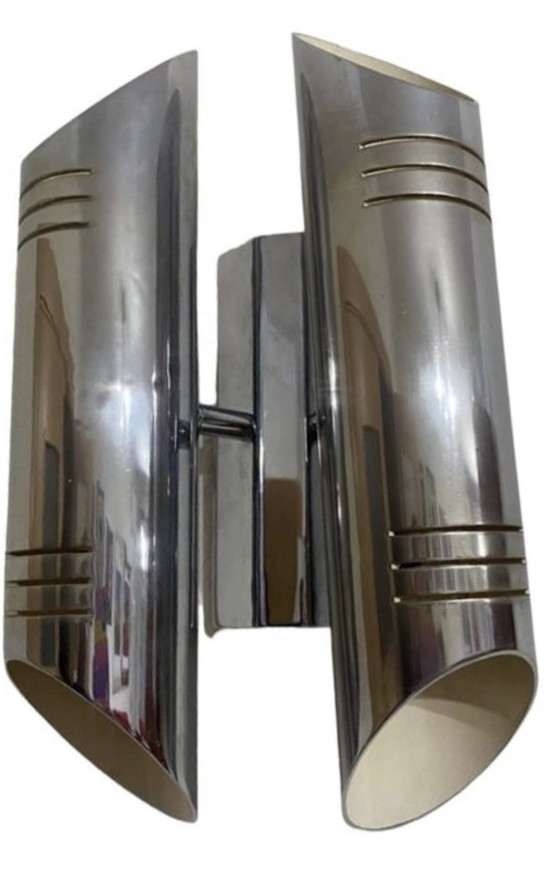 Image 1 of Vintage Wall Lighting Double Tube Chrome , 1970S