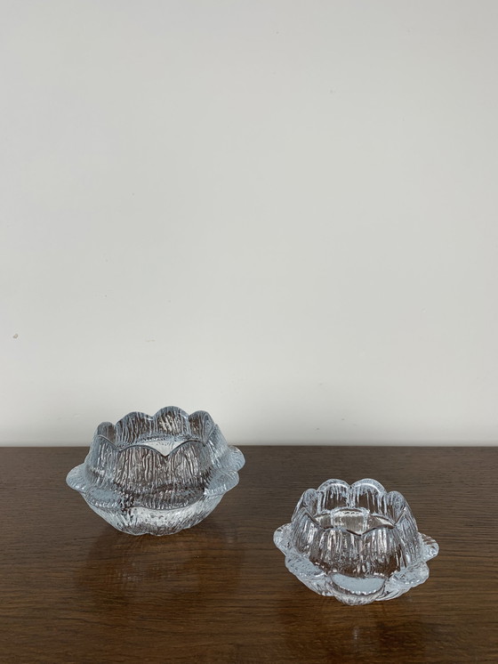 Image 1 of “Lotus” Glass Candle Holder Duo By Holmegaard, Danmark, 1970