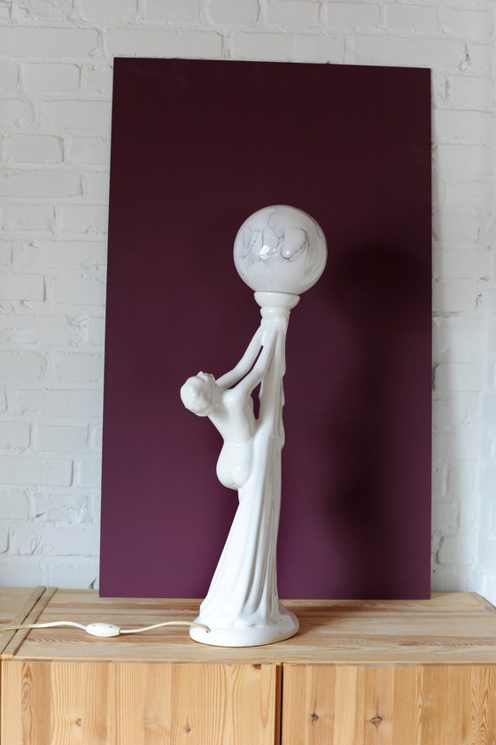 Image 1 of Sculptural art deco style porcelain table lamp